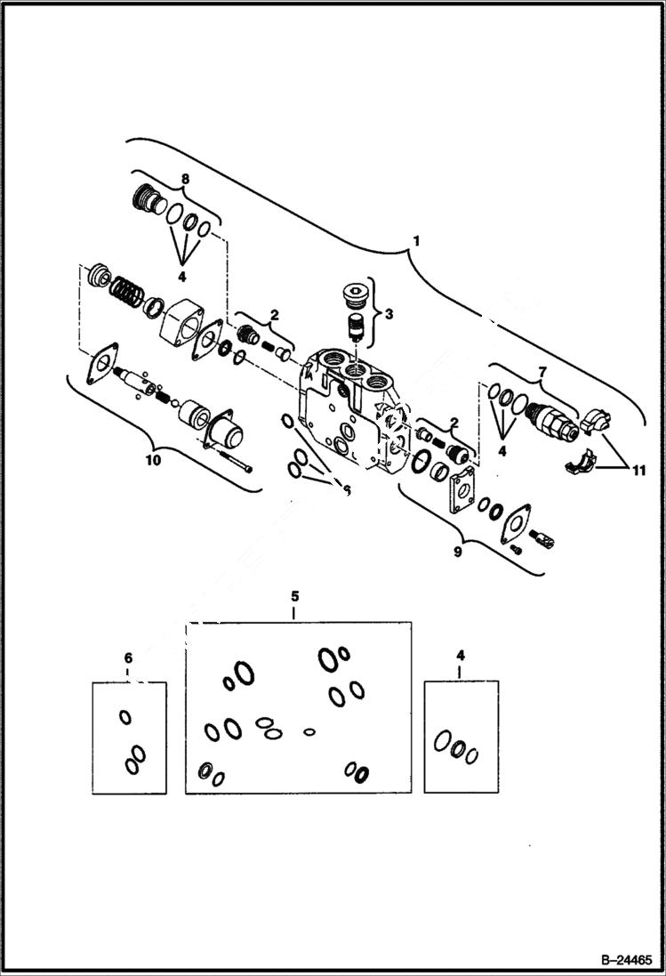 Схема запчастей Bobcat 435 - CONTROL VALVE (Blade Section) HYDRAULIC/HYDROSTATIC SYSTEM