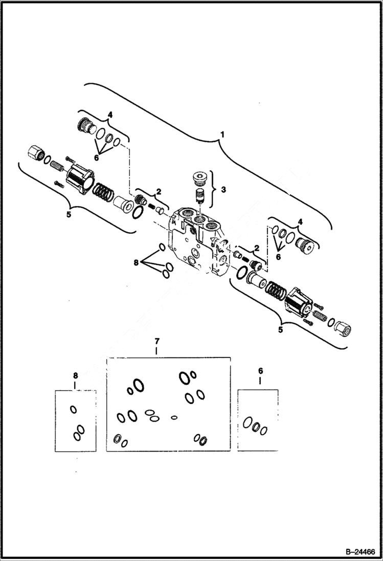 Схема запчастей Bobcat 435 - CONTROL VALVE (Slew Section) HYDRAULIC/HYDROSTATIC SYSTEM