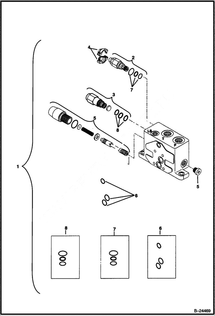 Схема запчастей Bobcat 341 - CONTROL VALVE (Inlet Section) HYDRAULIC SYSTEM