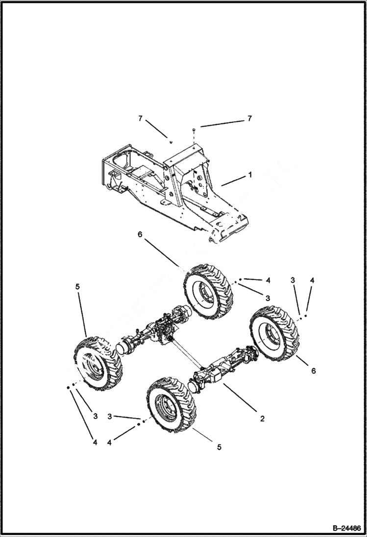 Схема запчастей Bobcat BL570 - DRIVE TRAIN MAIN FRAME