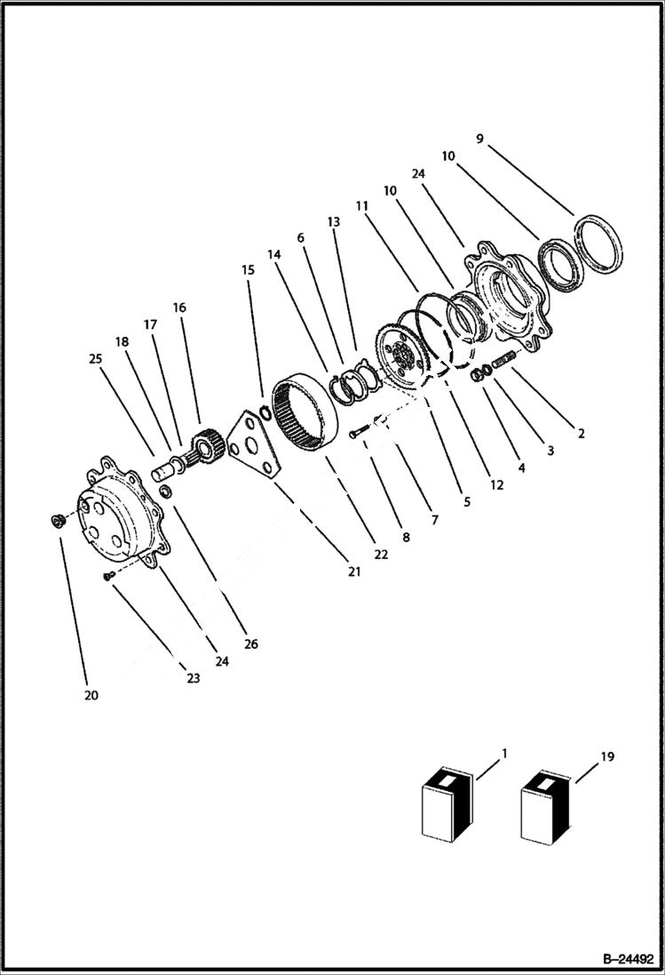 Схема запчастей Bobcat BL370 - FRONT AXLE AXLES