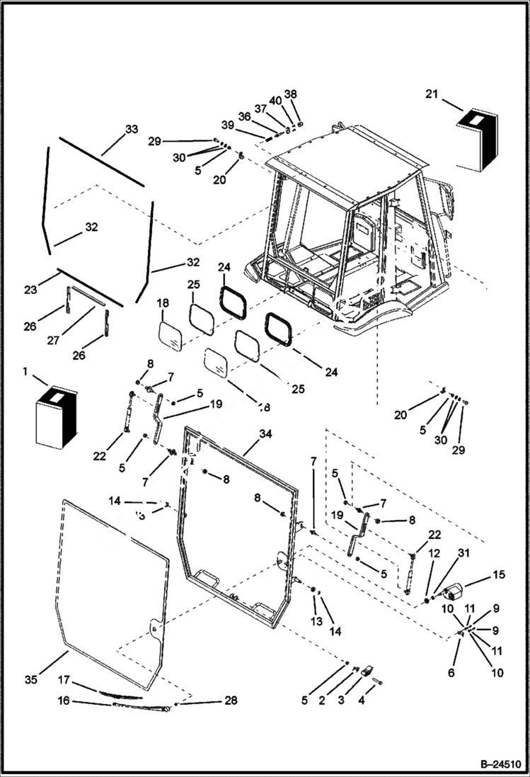 Схема запчастей Bobcat BL575 - CAB Rear Window CAB