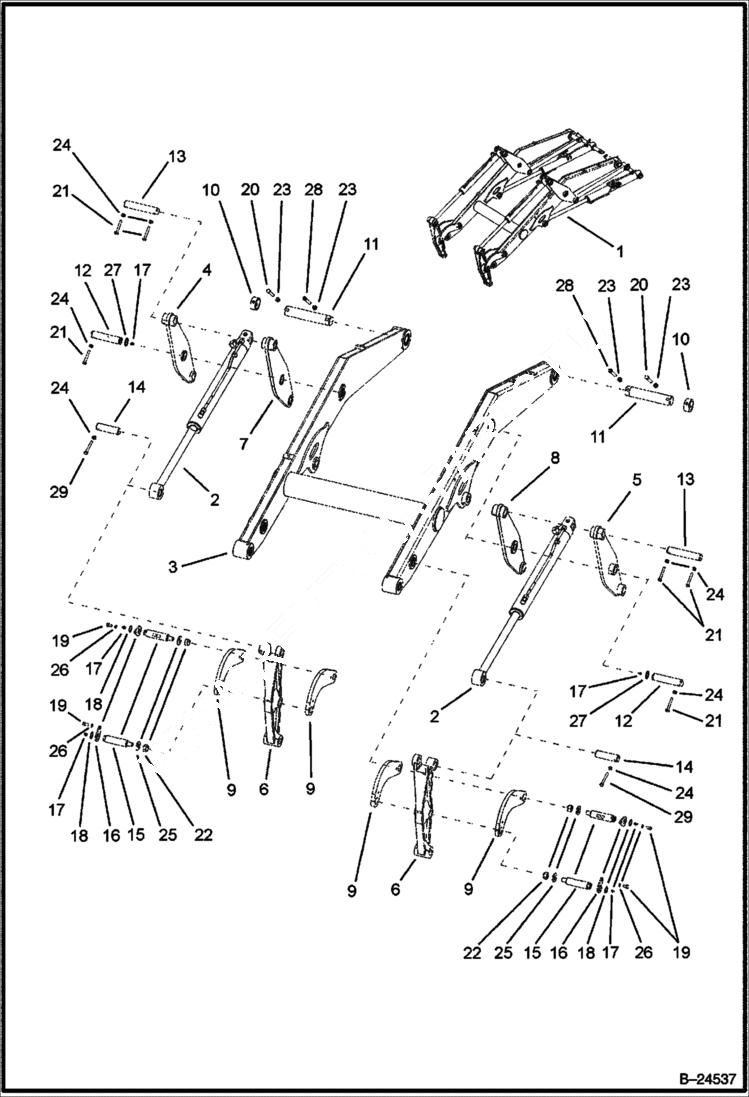 Схема запчастей Bobcat BL475 - LOADING ARMS (BL470) 5705 11012 & Above (BL475) 5719 11003 & Above WORK EQUIPMENT