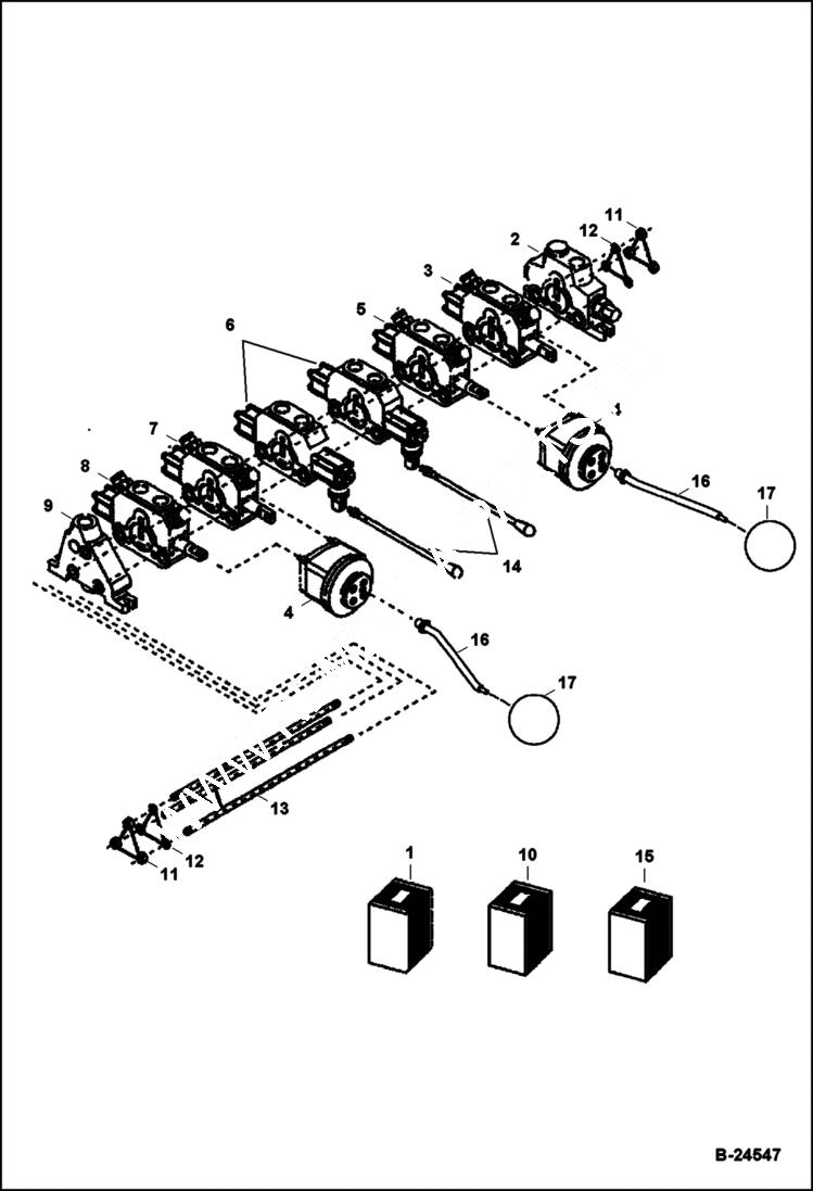 Схема запчастей Bobcat BL570 - HYDRAULIC CIRCUITRY Rear Distributor Backhoe HYDRAULIC SYSTEM