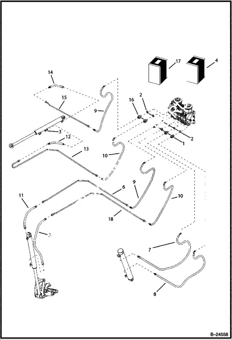 Схема запчастей Bobcat BL570 - HYDRAULIC CIRCUITRY Center Backhoe HYDRAULIC SYSTEM