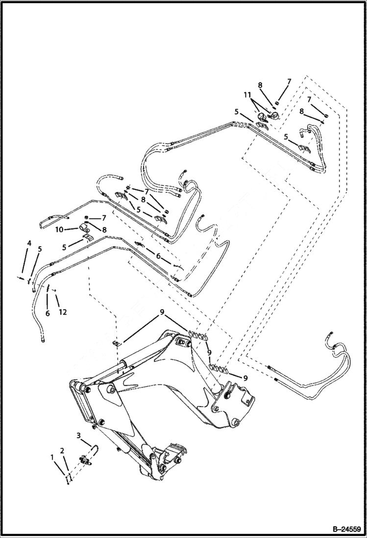 Схема запчастей Bobcat BL570 - HYDRAULIC CIRCUITRY Center Backhoe HYDRAULIC SYSTEM