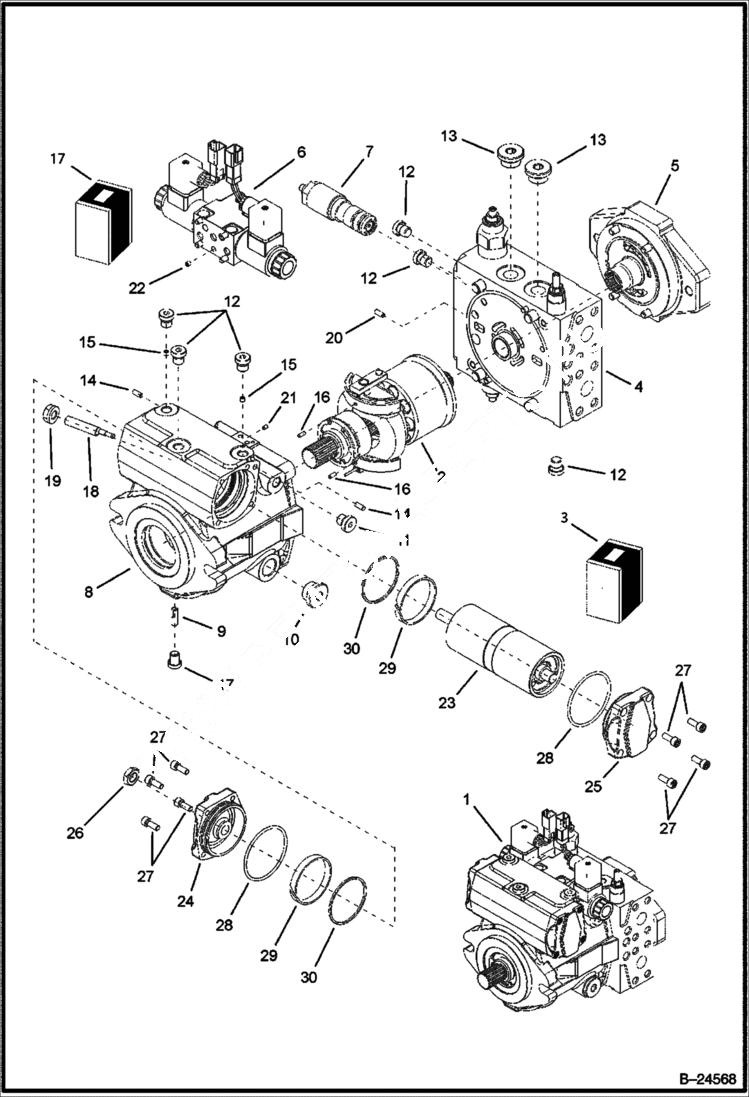 Схема запчастей Bobcat BL570 - HYDRAULIC CIRCUITRY Axial Pump HYDRAULIC SYSTEM