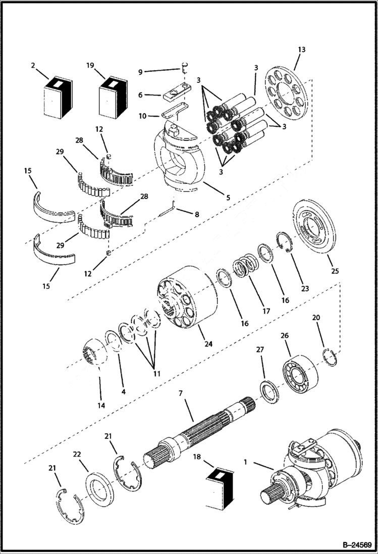 Схема запчастей Bobcat BL570 - HYDRAULIC CIRCUITRY Axial Pump HYDRAULIC SYSTEM