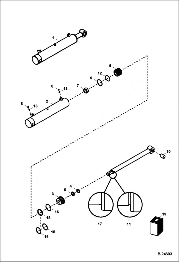 Схема запчастей Bobcat BL570 - STABILIZER CYLINDER Center Mount Backhoe HYDRAULIC SYSTEM