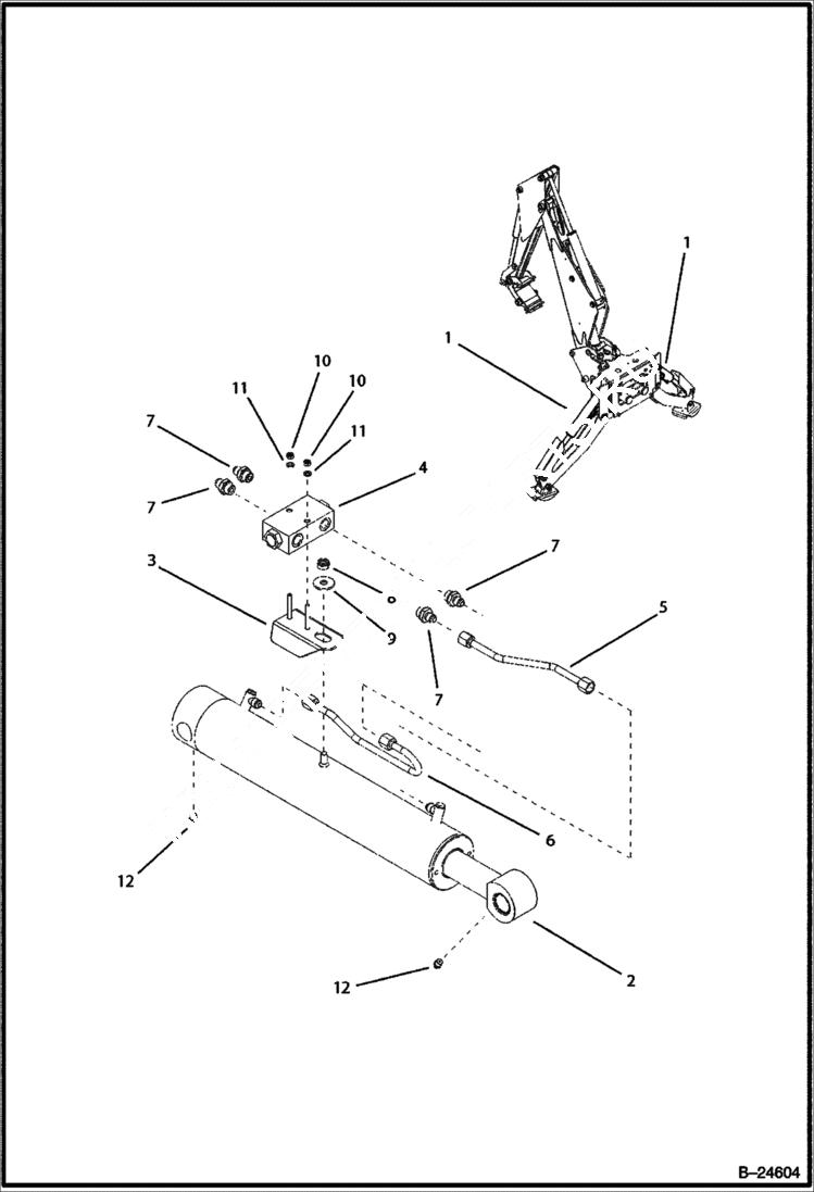 Схема запчастей Bobcat BL570 - STABILIZER CYLINDER Center Mount Backhoe HYDRAULIC SYSTEM