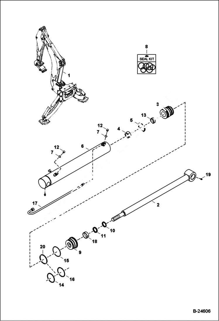 Схема запчастей Bobcat BL570 - BOOM CYLINDER Center Mount Backhoe HYDRAULIC SYSTEM