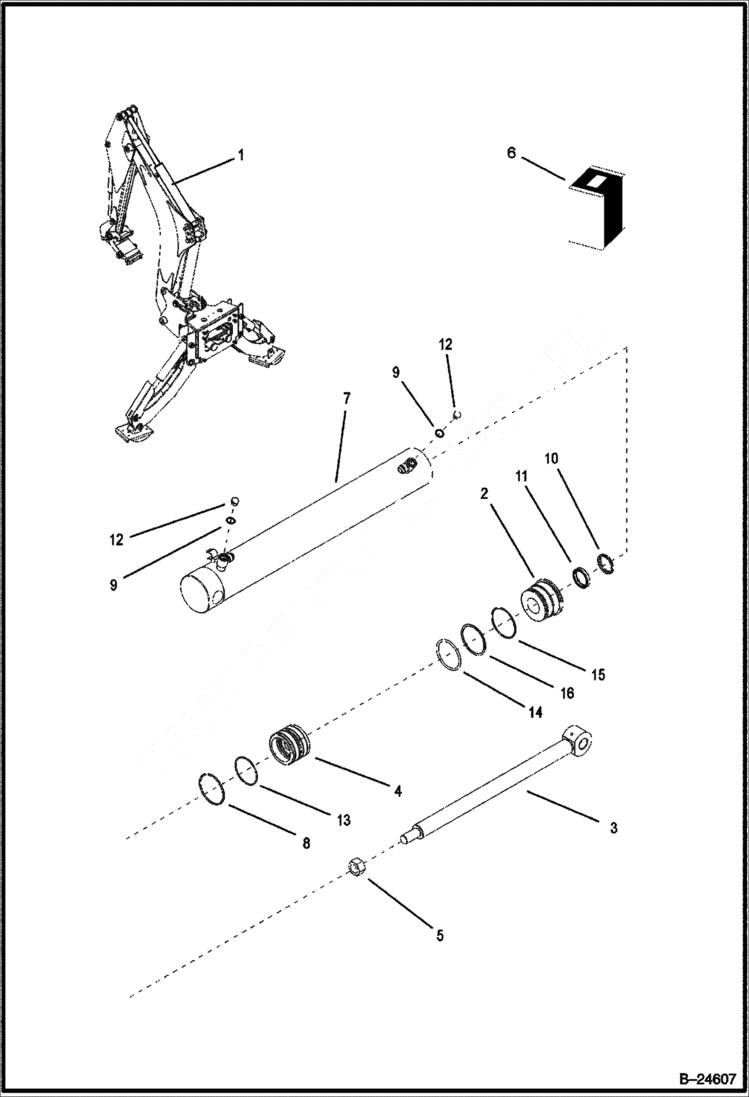 Схема запчастей Bobcat BL570 - ARM CYLINDER Center Mount Backhoe HYDRAULIC SYSTEM