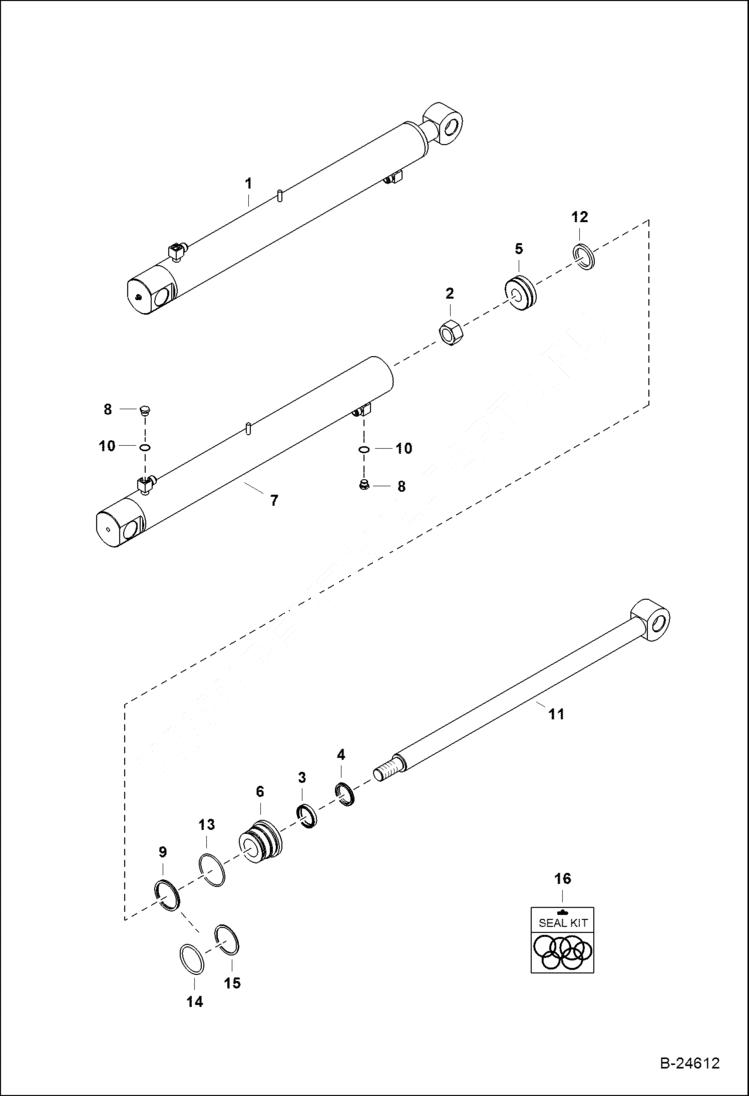 Схема запчастей Bobcat BL475 - LIFT CYLINDER (BL470) 5705 11012 & Above (BL475) 5719 11003 & Above HYDRAULIC SYSTEM