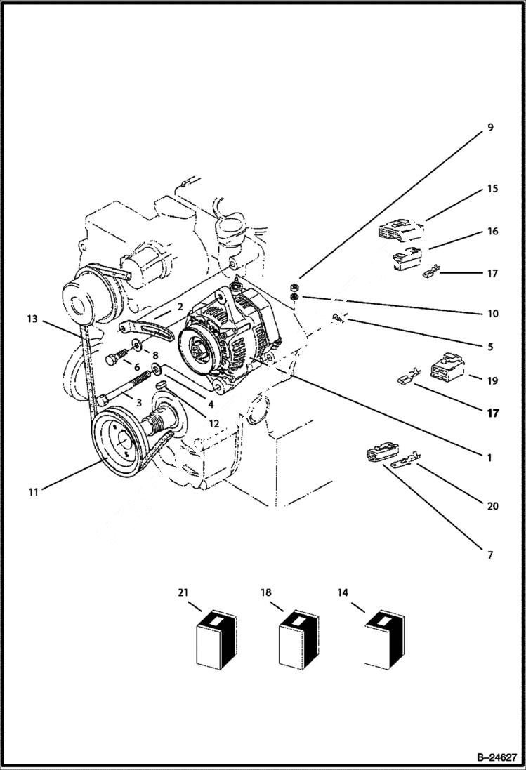 Схема запчастей Bobcat BL570 - ALTERNATOR & PULLEY POWER UNIT