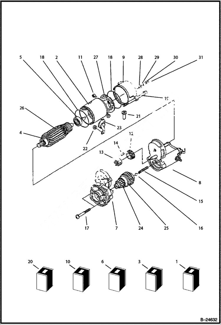 Схема запчастей Bobcat BL570 - STARTER POWER UNIT