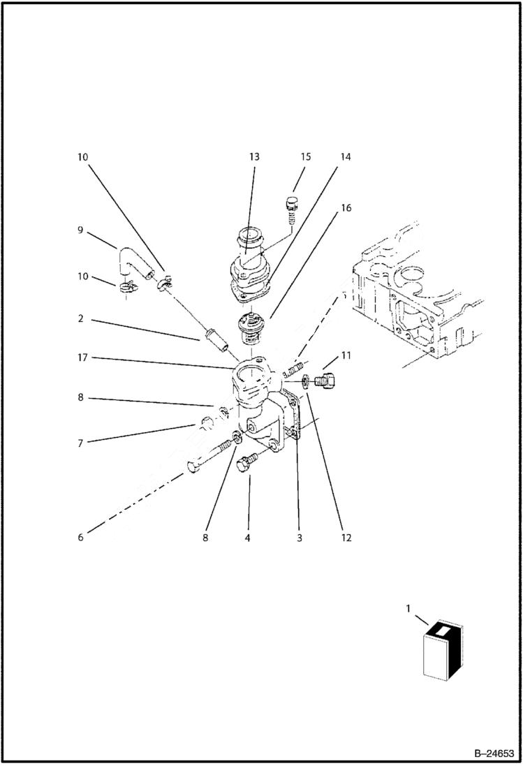 Схема запчастей Bobcat BL570 - WATER FLANGE & THERMOSTAT POWER UNIT