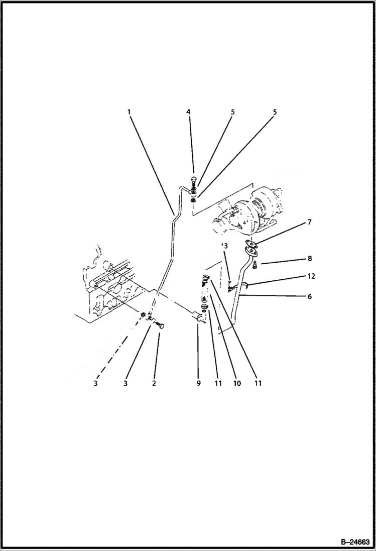 Схема запчастей Bobcat BL570 - OIL PIPE Turbo Charger POWER UNIT