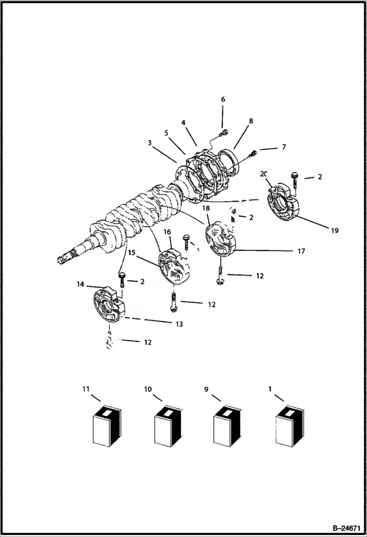 Схема запчастей Bobcat BL570 - MAIN BEARING CASE POWER UNIT