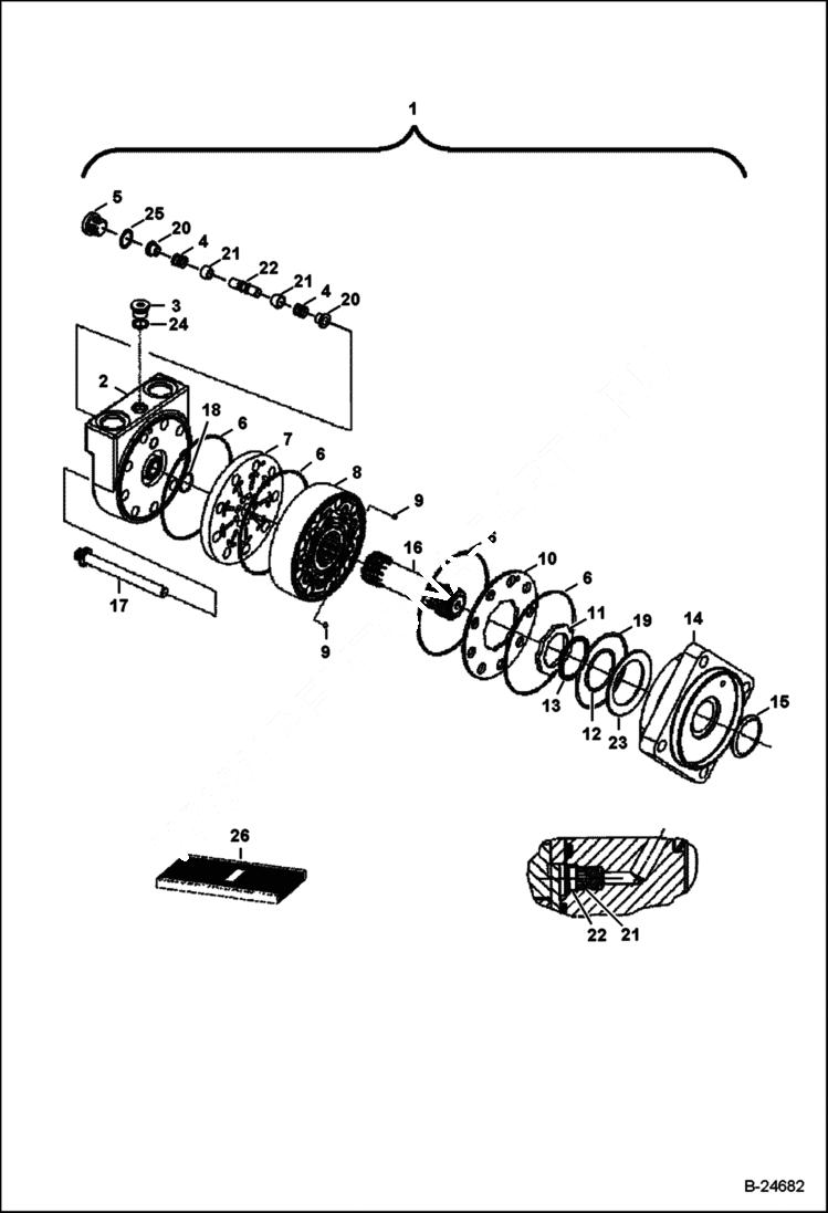 Схема запчастей Bobcat 600s - HYDROSTATIC MOTOR HYDROSTATIC SYSTEM