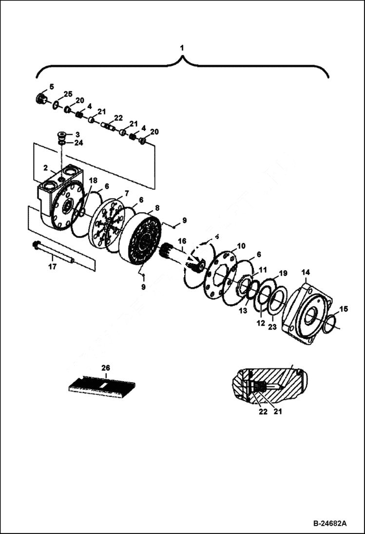 Схема запчастей Bobcat 600s - HYDROSTATIC MOTOR HYDROSTATIC SYSTEM