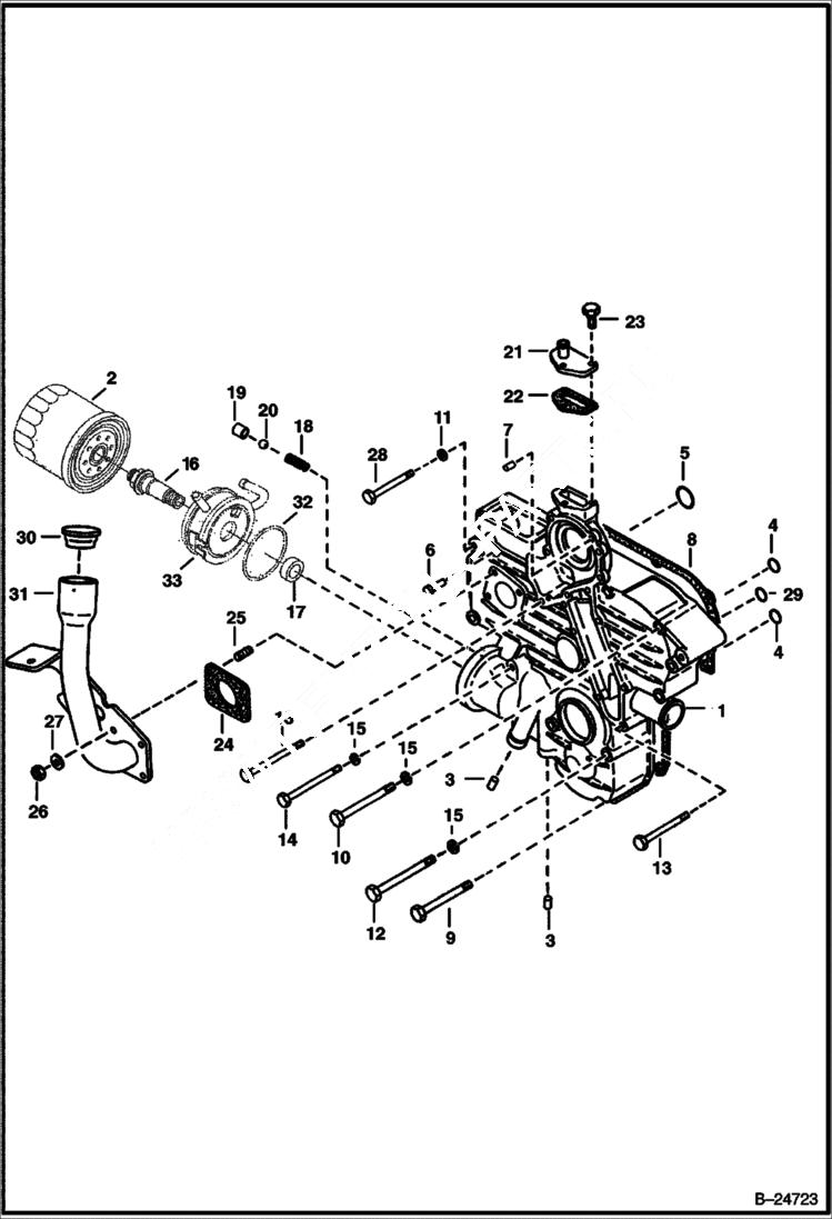 Схема запчастей Bobcat T-Series - GEARCASE (Kubota - V2003-T-2EB - Tier II Replacement) REPLACEMENT ENGINE