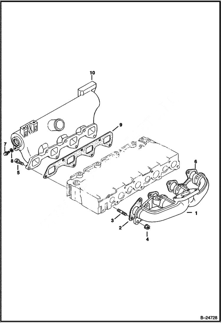 Схема запчастей Bobcat S-Series - MANIFOLDS (Kubota - V2003-T-2EB - Tier II Replacement) REPLACEMENT ENGINE