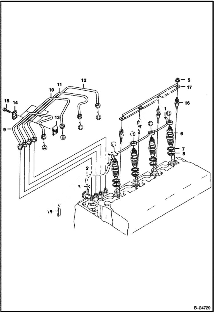 Схема запчастей Bobcat 700s - INJECTOR NOZZLES (Kubota - V2003-T-2EB - Tier II Replacement) (1G970-41000) REPLACEMENT ENGINE