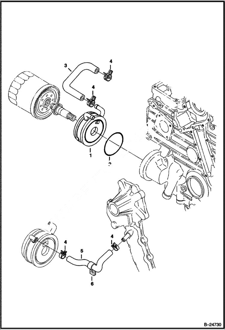 Схема запчастей Bobcat T-Series - OIL COOLER (Kubota - V2003-T-2EB - Tier II Replacement) REPLACEMENT ENGINE