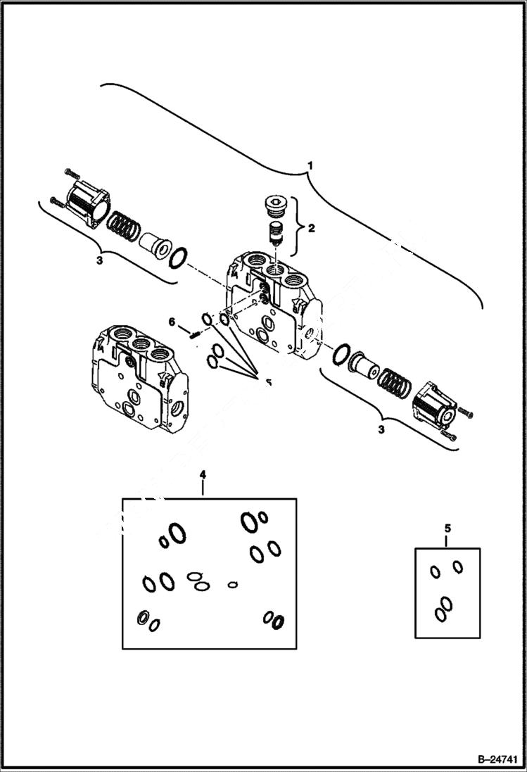 Схема запчастей Bobcat 435 - VALVE SECTION (Right Travel) HYDRAULIC SYSTEM