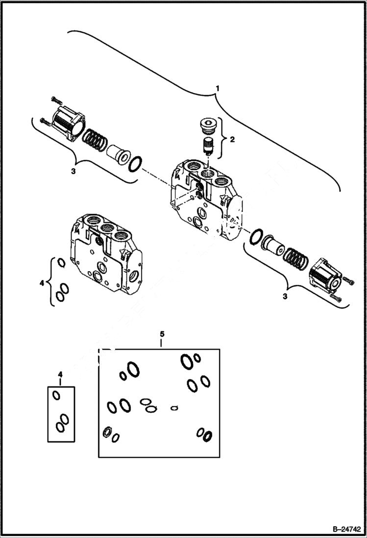 Схема запчастей Bobcat 435 - VALVE SECTION (Left Travel) HYDRAULIC SYSTEM