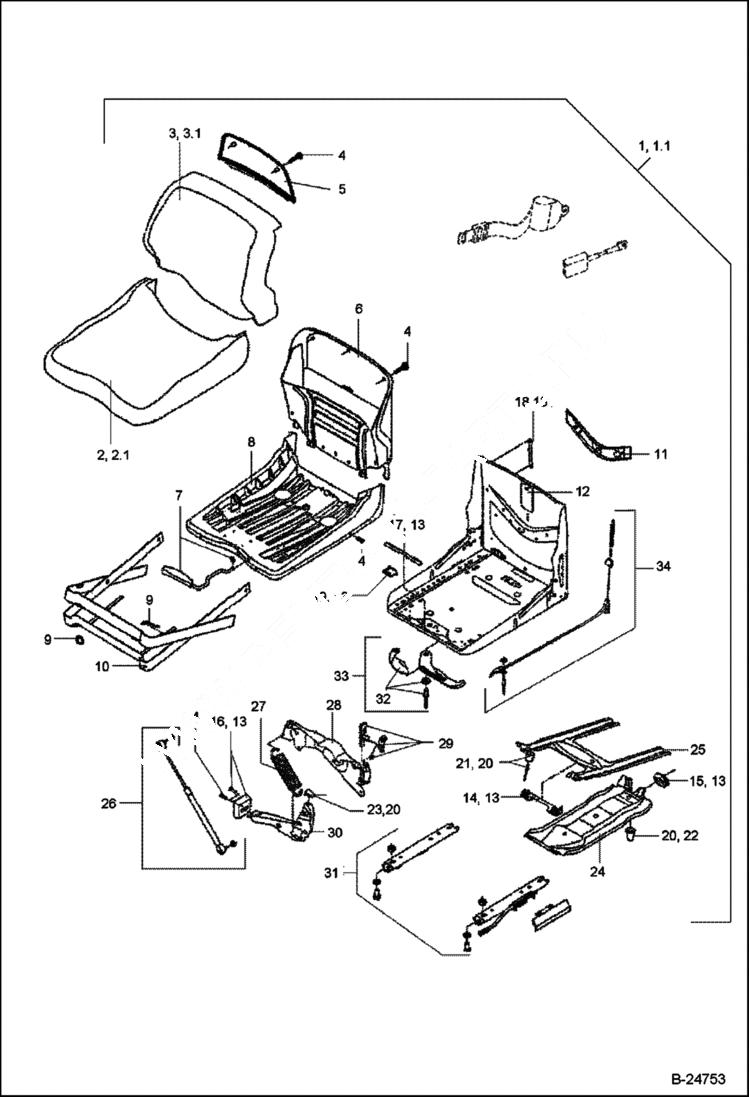 Схема запчастей Bobcat 442 - OPERATORS SEAT MSG 20 MAIN FRAME