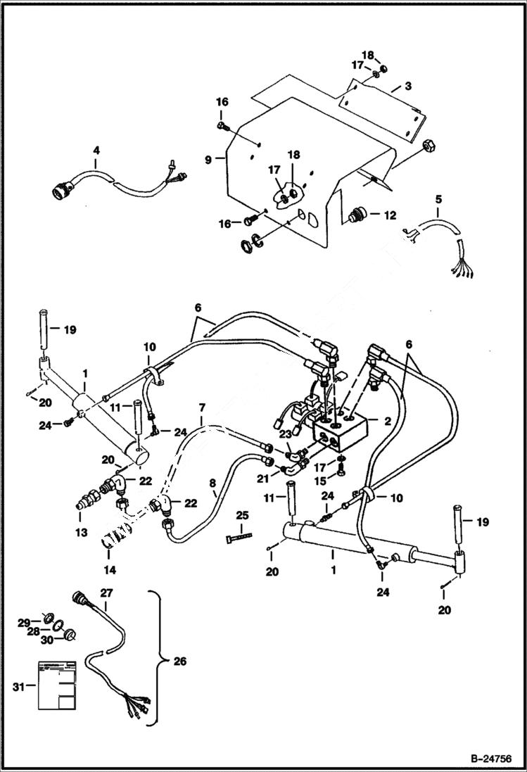 Схема запчастей Bobcat V-BLADE - V-BLADE (Hydraulic Circuitry) (W/7 Pin Harness) (60 0843) Loader