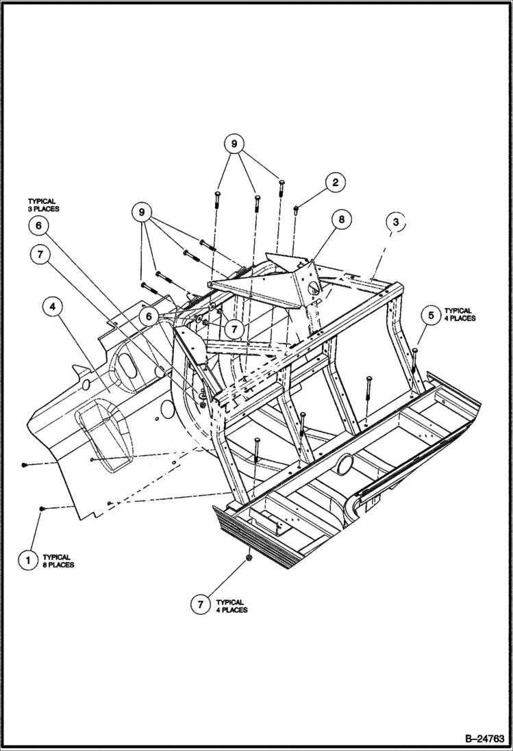 Схема запчастей Bobcat 2200 - FRONT BODY COMPONENTS MAIN FRAME