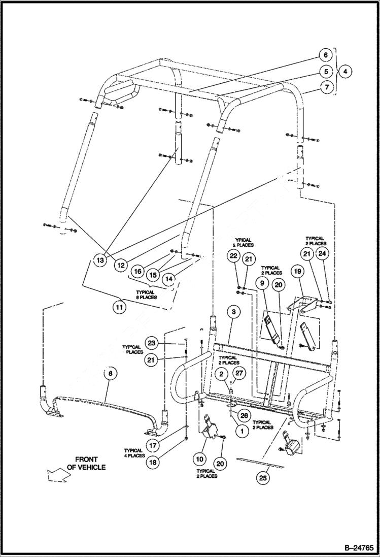 Схема запчастей Bobcat 2200 - ROPS MAIN FRAME