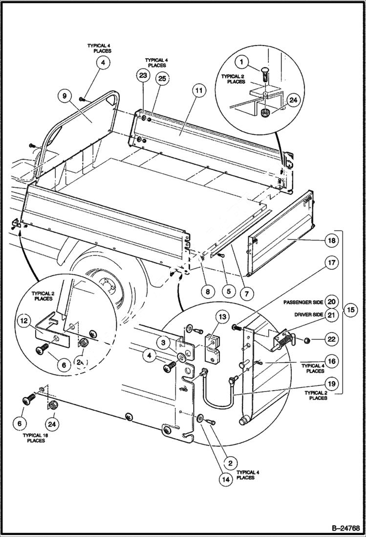 Схема запчастей Bobcat 2200 - CARGO BOX MAIN FRAME