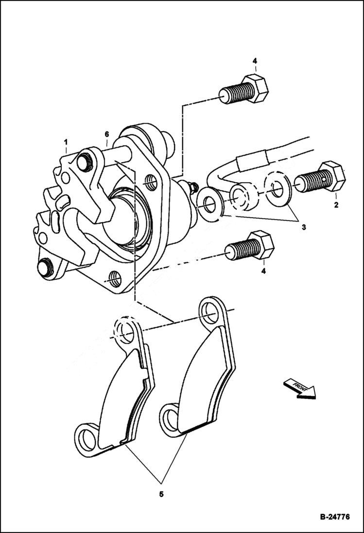 Схема запчастей Bobcat 2200 - FRONT BRAKE ASSEMBLY CHASSIS