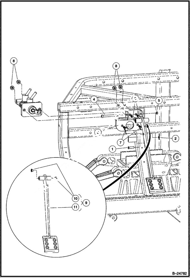 Схема запчастей Bobcat 2200 - BRAKE PEDAL ASSEMBLY CHASSIS