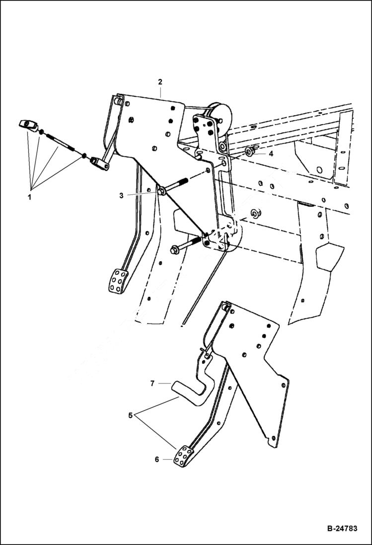 Схема запчастей Bobcat 2200 - PARK BRAKE PEDAL ASSEMBLY (With Pulley System) CHASSIS