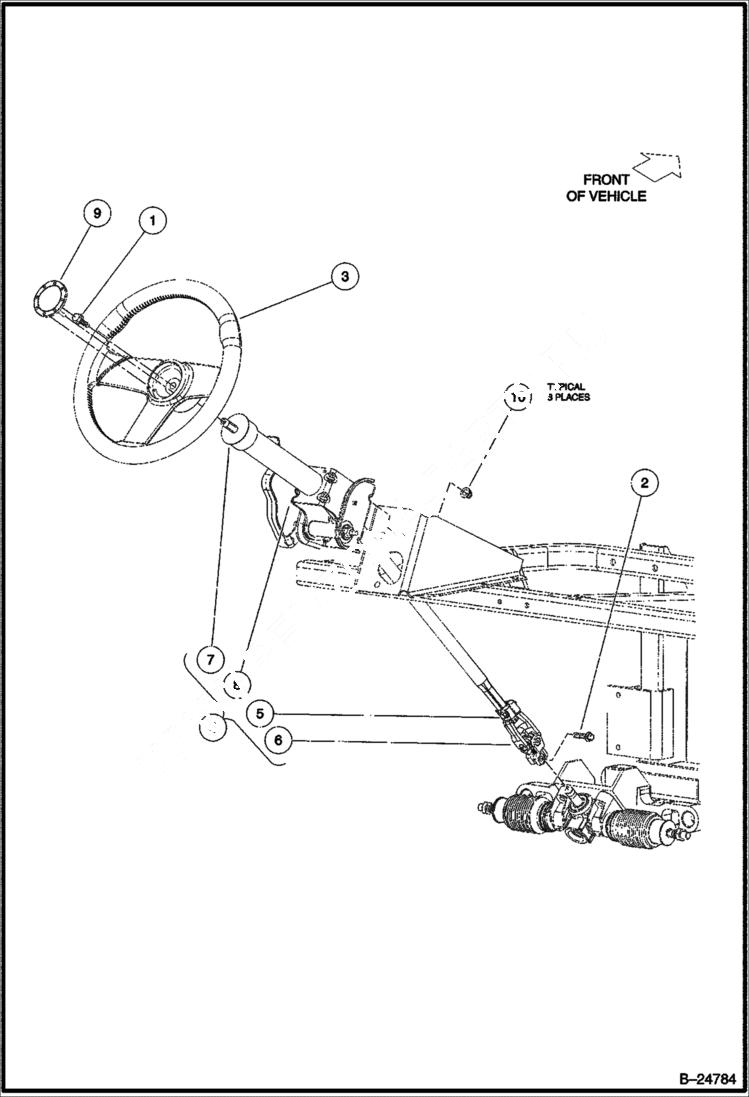 Схема запчастей Bobcat 2200 - STEERING COLUMN CHASSIS