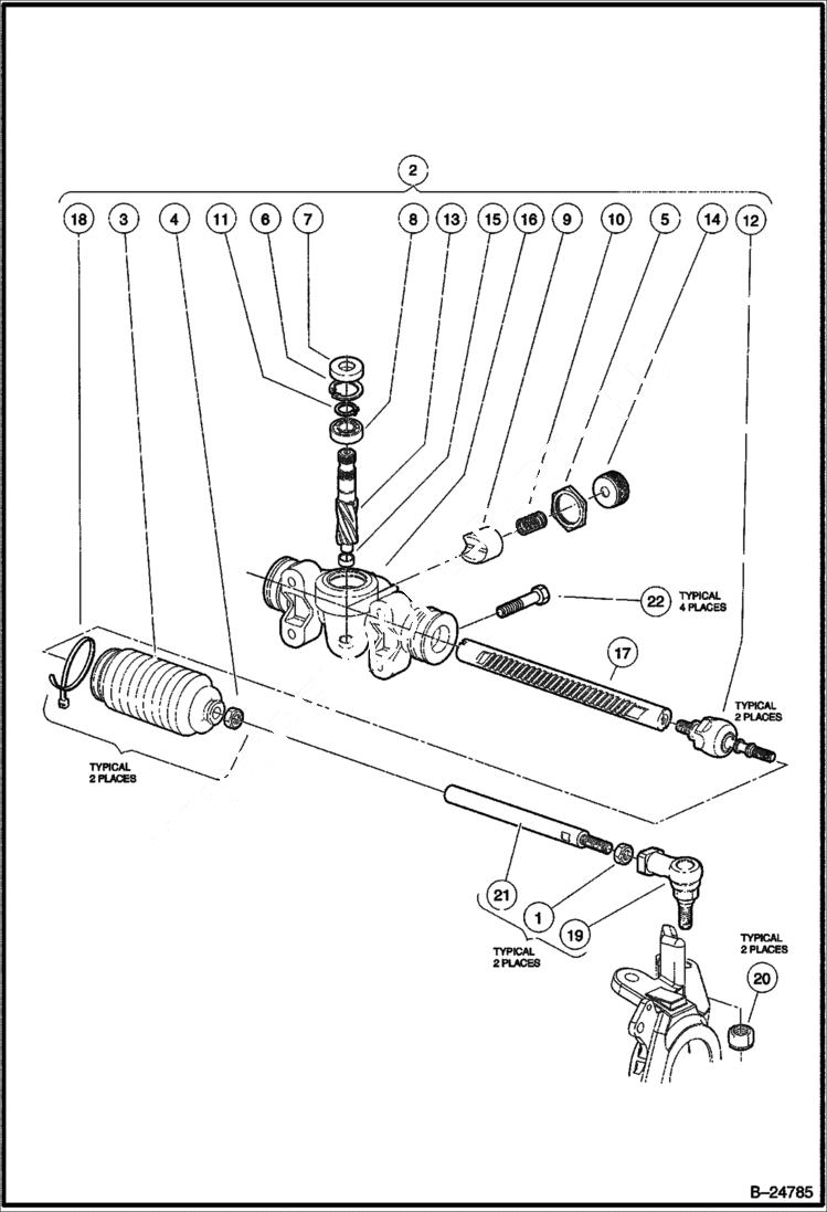 Схема запчастей Bobcat 2200 - STEERING GEAR ASSEMBLY CHASSIS