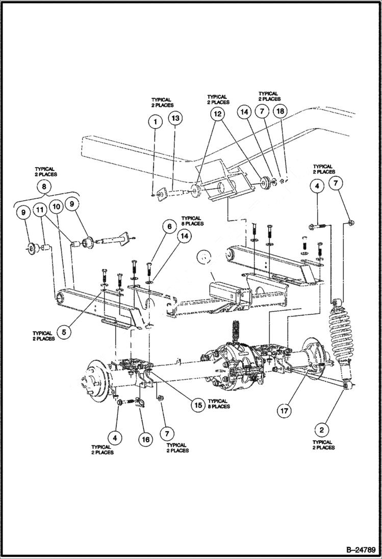 Схема запчастей Bobcat 2200 - REAR SUSPENSION STANDARD CHASSIS