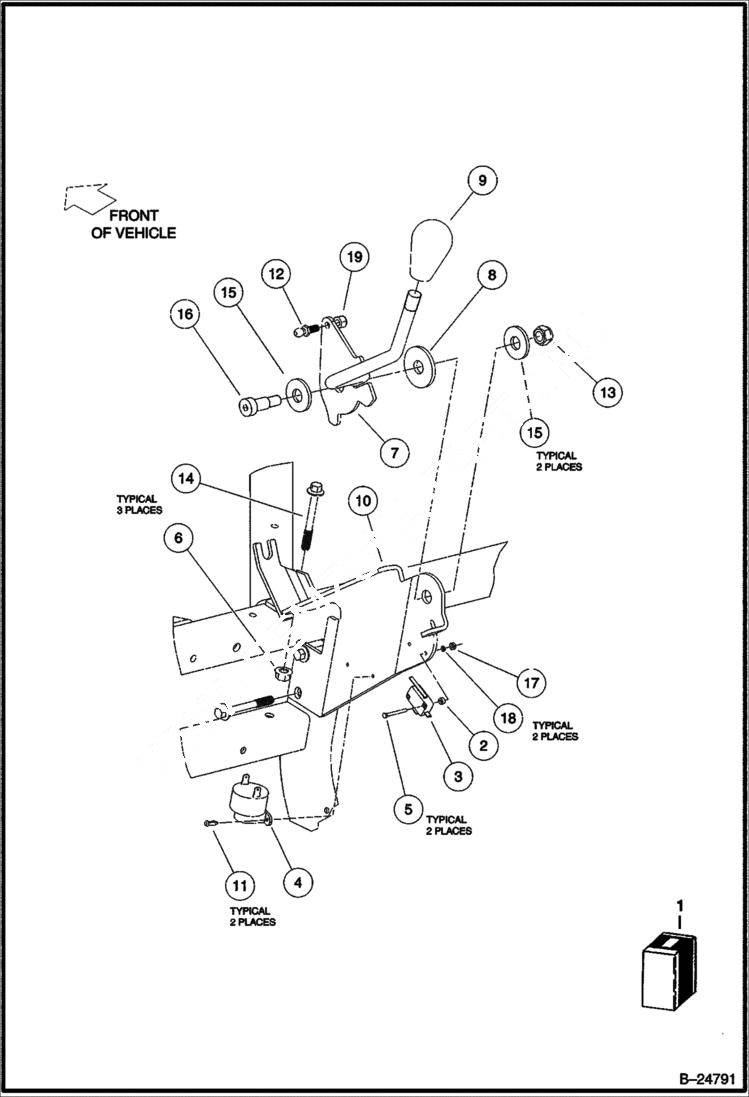 Схема запчастей Bobcat 2200 - FORWARD/REVERSE SHIFTER ASSY DRIVE TRAIN