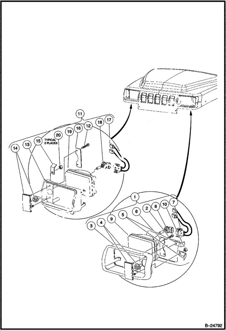 Схема запчастей Bobcat 2200 - HEADLIGHTS ELECTRICAL SYSTEM