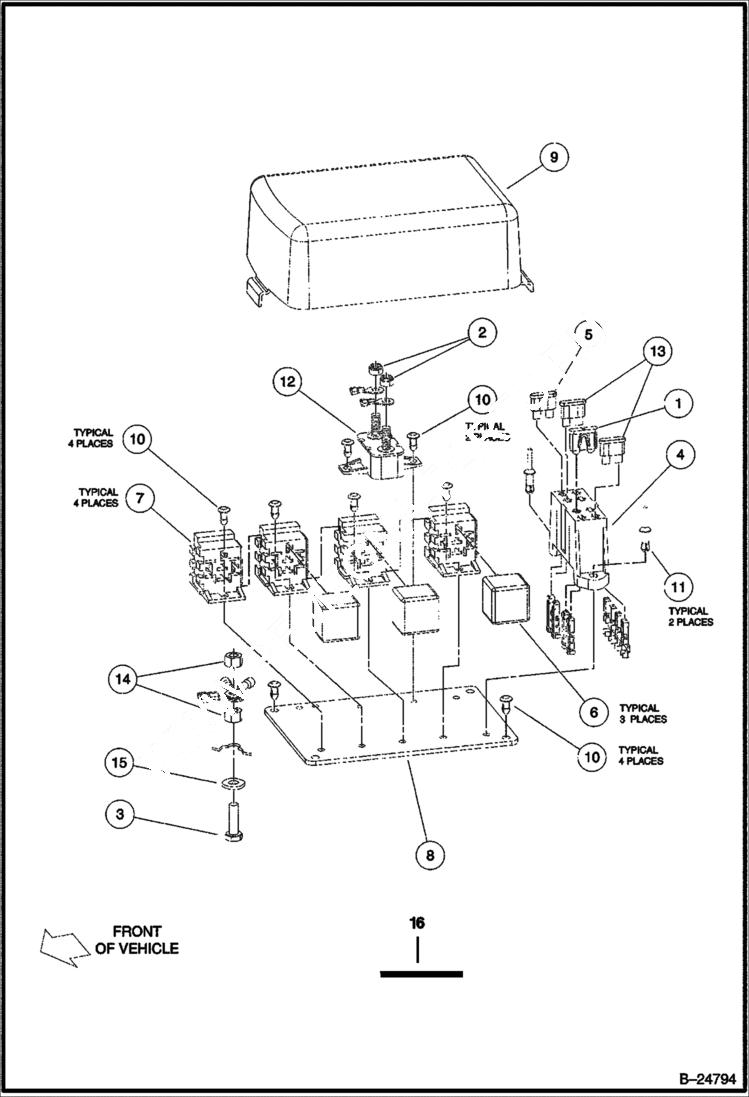 Схема запчастей Bobcat 2200 - COMPONENT BOX Diesel ELECTRICAL SYSTEM