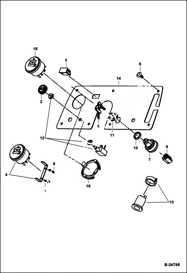 Схема запчастей Bobcat 2200 - INSTRUMENT PANEL Gasoline ELECTRICAL SYSTEM