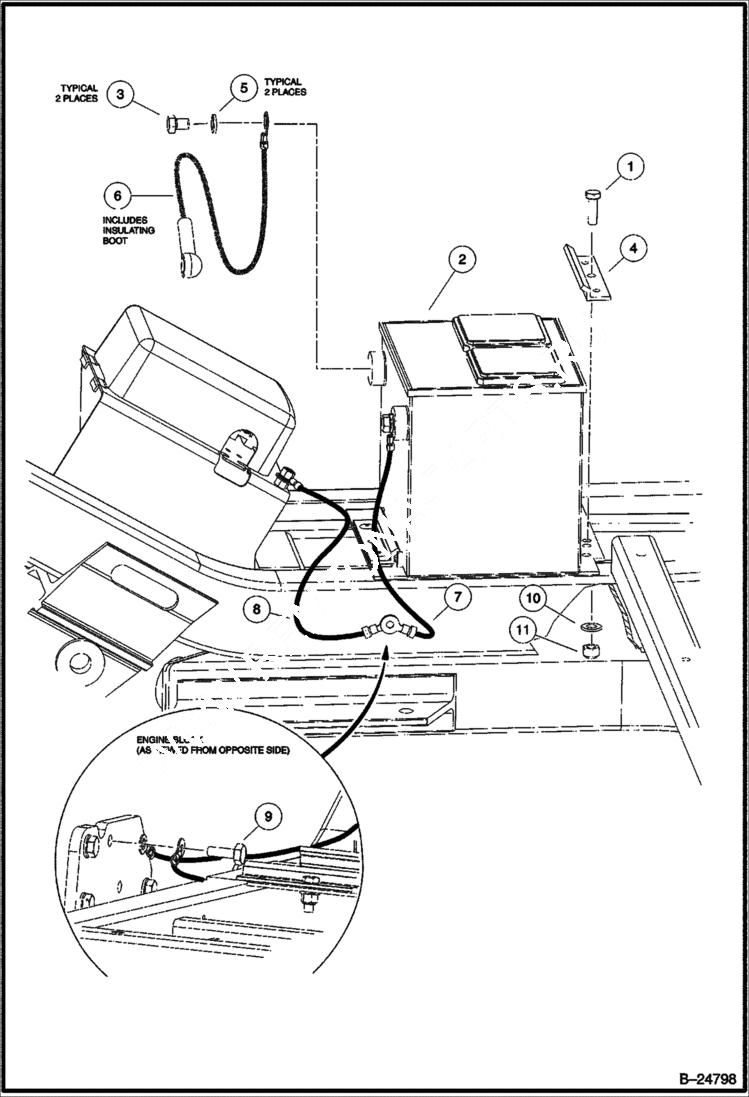 Схема запчастей Bobcat 2300 - BATTERY Diesel ELECTRICAL SYSTEM