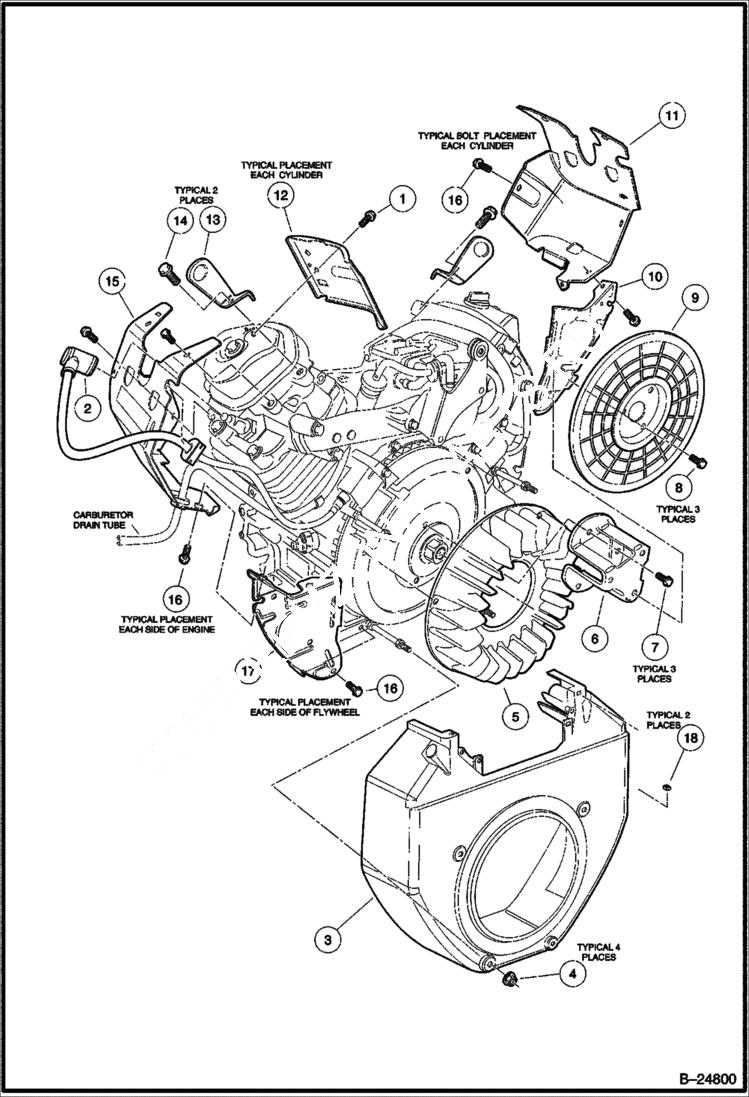 Схема запчастей Bobcat 2200 - SHROUDS & BRACKETS HONDA ENGINE POWER UNIT