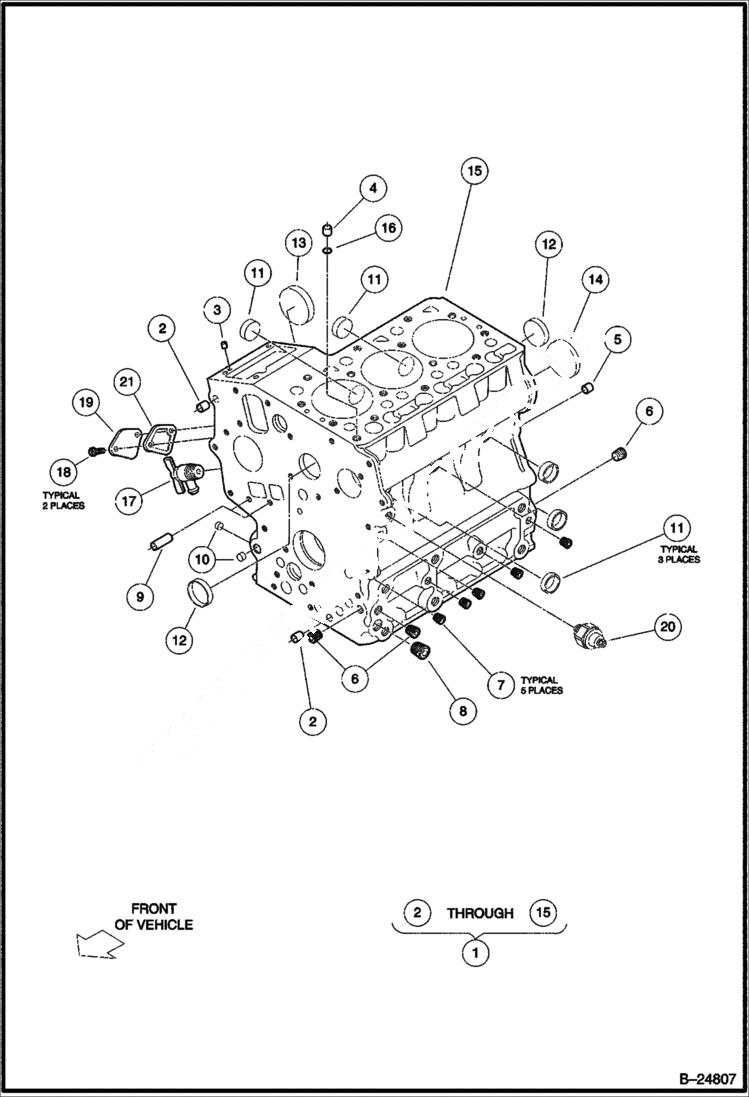 Схема запчастей Bobcat 2200 - CRANKCASE Diesel POWER UNIT