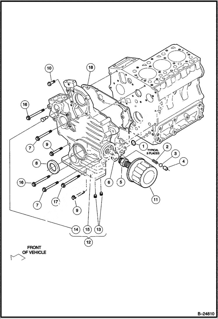 Схема запчастей Bobcat 2200 - GEAR CASE Diesel POWER UNIT