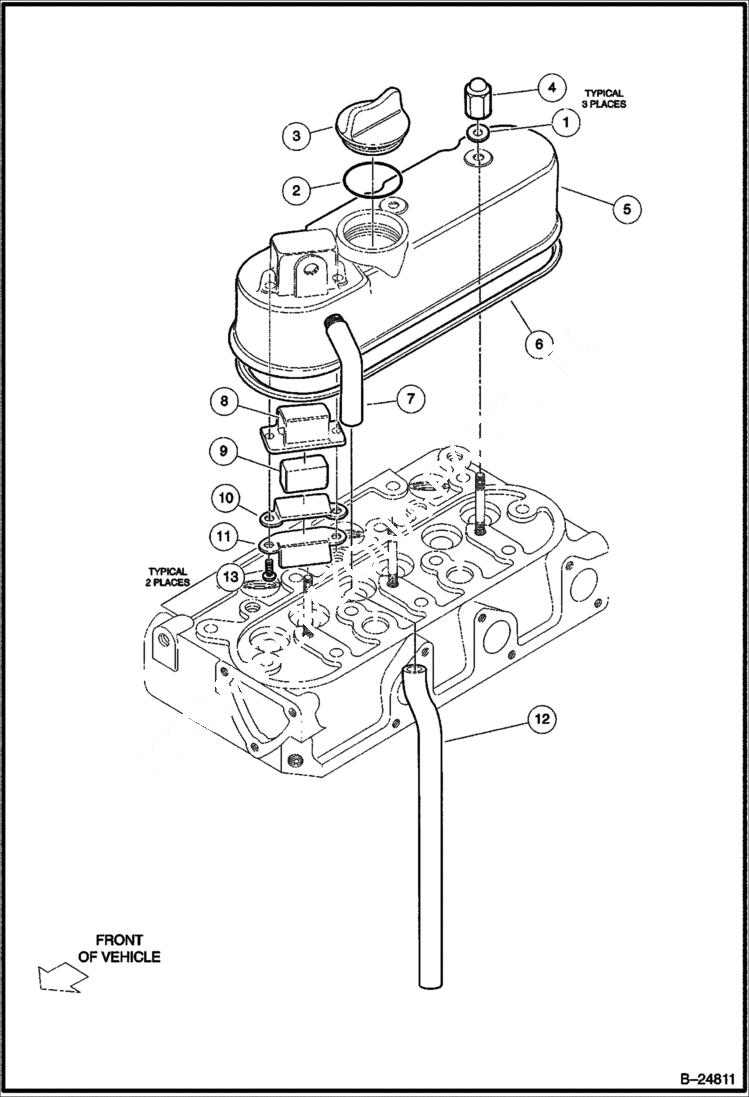 Схема запчастей Bobcat 2200 - HEAD COVER Diesel POWER UNIT